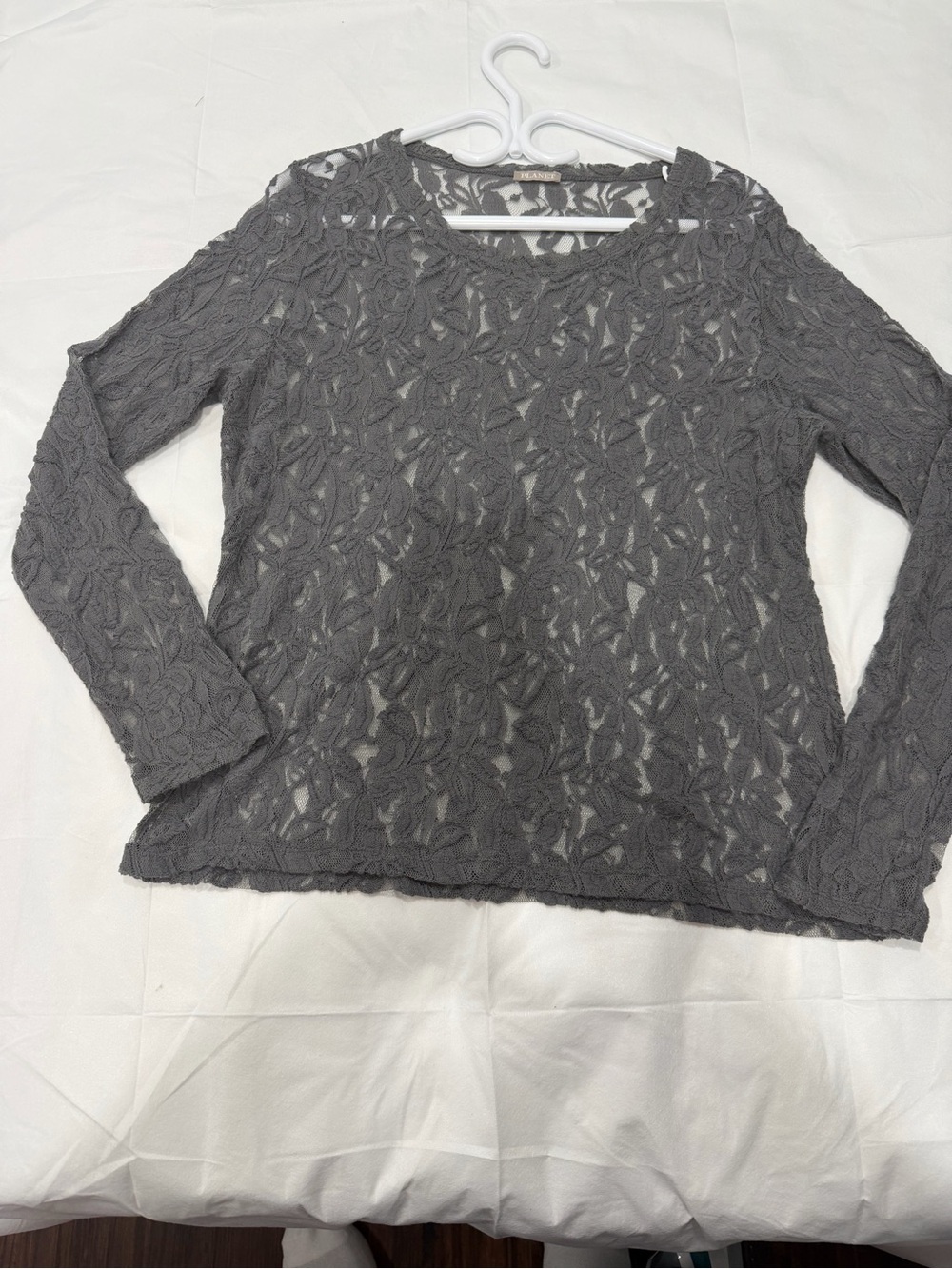Lace Long-Sleeve Women's Top — Gray